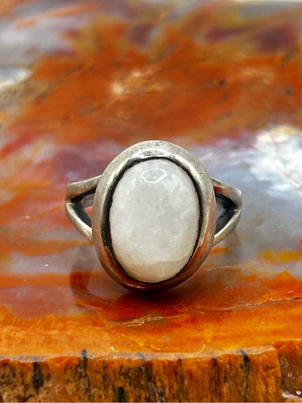 Sterling Silver Moonstone Ring - Size 7
